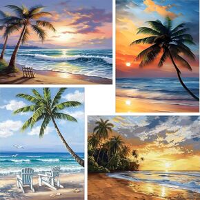 Gemzono 4 Pack Pack Diamond Painting Kits للبالغين DIY 5D Halloween Ghost Diamond Art Paint with Diet Miamonds Full Drill Nightmare Gem Art Painting Home for Home Wall Decords (12x16inch)