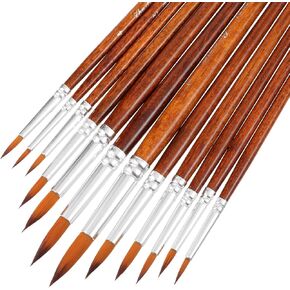 12 PCS Watercolor Painting Brush Set Round Pointed Tip Paint Brushes Detail Paint Brushes Different Sizes Professional Artist Painting Brush for Watercolor Acrylics Ink Gouache Oil Tempera