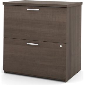 Pemberly Row Modern 29" Lateral File Cabinet in White Chocolate