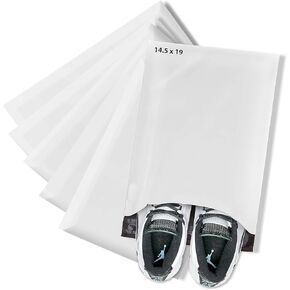 The Boxery 14.5x19" White Self-Seal Poly Mailer Bags – 50 Pack | Waterproof, Tear-Resistant Shipping Envelopes