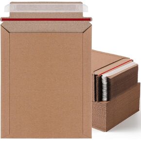 Fainne 7 x 9 Inch Brown Rigid Mailers Bulk Flat Cardboard Envelopes Self Adhesive Photo Cardboard Shipping Bag for Office Mailing Document Photography Letters Packaging Supplies(Kraft Color)