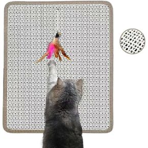 Sisal Cat Nail File Scratcher with 80-Grit Aluminum Oxide, Wall/Floor Mountable Cat Scratch Pad, Natural Cat Scratchers That File Nails Trim Claw and Protects Furniture (16.53"x13.38")