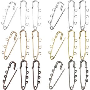 SUNNYCLUE 1 Box 30Pcs 3 Hole Safety Pin Silver Kilt Pin Bulk Metal Iron Heavy Duty Fastener Decoration Loops Clasp Brooches Findings for Sewing Blanket Clothes Scarf Skirt DIY Jewelry Accessories
