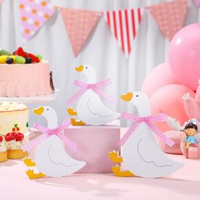 Yousoontic 3 Pcs Wooden Silly Goose Table Decorations, Bow Silly Goose 1st Birthday Tiered Tray Centerpieces Gifts for Funny Geese Theme Party Baby Shower Desk Signs Photo Props Decor (Blue)