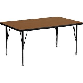 Flash Furniture 30''W x 60''L Rectangular Grey HP Laminate Activity Table - Height Adjustable Short Legs