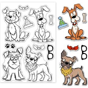 Globleland Cat Dog Bath Clear Stamps Animal Cat Dog Stamps Silicone Stamps Bathing Backgroun