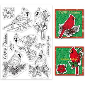Globleland Cardinal Silicone Clear Stamp Stamprent Stamprent For Scrapbook Journal Making 4.3 × 6.3 بوصة