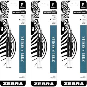 Zebra F301 ، F301 Ultra ، F402 ، 301A ، spiral point pen sills ، 1.6 مم ، Bold Point ، الحبر الأسود ، حزمة 6