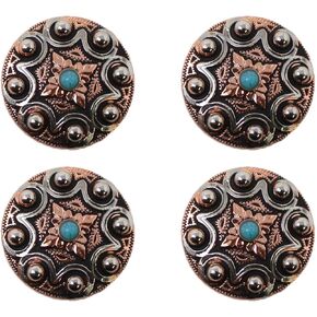 CHALLENGER Set of 4 Conchos Western Saddle Tack Engraved Copper Co553