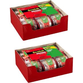 Scotch Tough Grip Clear Packing Tape, 1.88x22.2 Yd, 6 Rolls w/Dispensers (2)