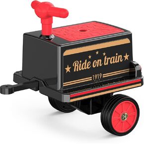 Train Carriage for ANPABO 12V Ride on Train, with Storage Space, Smooth Handle & Vintage Decals Design, Red