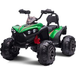 OTTARO Ride on ATV 2 Seater, 12V 4 Wheeler Electric Quad for Kids 3-8 w/ 17" Length Seat, LED Lights, 2 Speeds, Soft Braking, Rear Pedal & Backrest (Red)