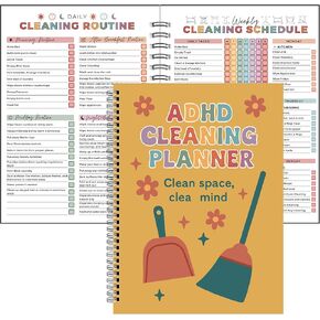 ADHD Cleaning Planner | Home Cleaning Schedule for Adults | Daily, Weekly, Monthly, Yearly Cleaning Checklist | Declutter, Organizing, Family | ADHD Cleaning and Organizing Planner for Women