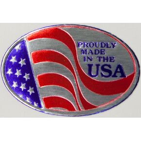 50 1" x 1-1/2" Oval 'Proudly Made in The USA' Foil Stamped Labels Seals Stickers