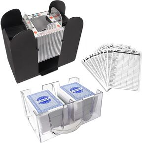 GSE Games & Sports Expert Canasta Cards Game مع بطاقات Canasta الأزرق 6-Deck مع قيم النقاط ، وسلسلة بطاقات أوتوماتيكية ذات 6 درجات ، ودرج حامل البطاقة الدوارة ، و 100 ورقة نقاط