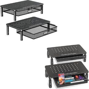 ELIVED 2 Pack Monitor Stand Riser with Metal Drawer + 2 Pack Monitor Stand Riser with Storage Drawer