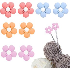 Knitting Needle Stoppers, Flower Point Protectors Knitting 8 Pcs Colorful Reusable Knit Accessories for Sewing Quilting Crocheting DIY Art Project