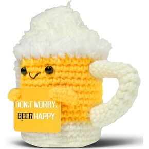 Funny Crochet Gifts, Handmade Crochet Gifts for Dad Friend Sister Daughter, with Positive Card Home Bedroom Office Desk Decor