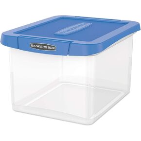 Bankers Box 0086202 Heavy Duty Plastic File Storage, Locking Lid, Letter/legal, Clear/blue, 2/pack
