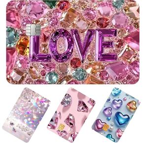 8PCS Cute Credit Card Stickers – Waterproof & Removable Slim Vinyl Skins for Debit Cards, No Bubble Design, Pink Leopard,Perfect for Women Girls Travel & Daily Use (Diamand Blingbling)