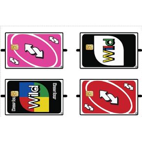 Uno Reverse Credit Card Skin - Durable Sticker Cover for Debit Cards (4 Pack)