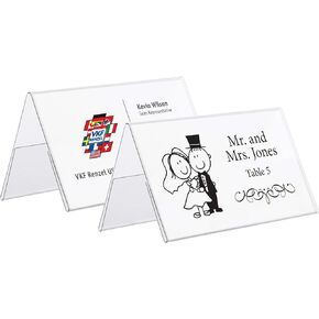 Pack of 25 Tent Card Holders, Double-Sided Clear Sign Holders For Business Cards And Table Place Cards, 3.5 Inches x 2 Inches
