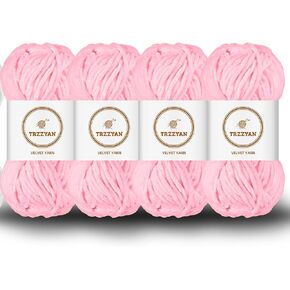 3.5 oz/Skein Chenille Plush Velour Cozy Float Lines for Fancy Lines for Crochet DIY Thick Weave Making Toys, Clothing (4 skeins, Snow White)