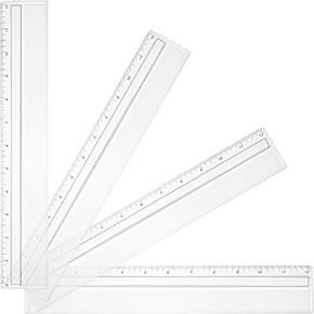 4 Pieces Magnifying Ruler Clear 12 Inch Plastic Rulers with Magnifying Bar Data Processing Magnifier Ruler Measuring Tool Drafting Tools Kits for Reading Drawing Home Office