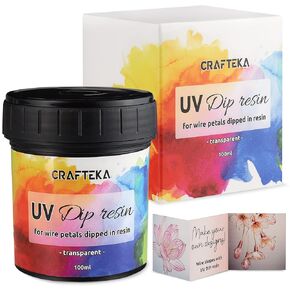 UV Dip Resin for Wire Shapes - UV Clear Resin for Art & DIY Flower Decoration - Clear, Thick Glue, Instant Cure, 100g/3.6oz for Jewelry Making & Crafts