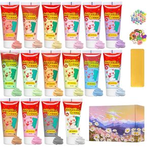 16 Colors Decoden Cream Kit, Fake Whipped Cream Glue Clay, Decoden Phone Case Kit, Suitable for DIY Crafts and Phone Case Accessories Decoration