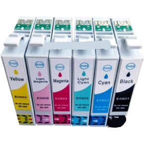6pcs Compatible Ink Cartridges Compatible with P50 PX820FWD PX830FWD PX720WD Models T0801 T0807