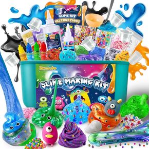 Monster Slime Kit for Girls, Galaxy Slime Making Kit for Girls Boys 6-12, Glimmer Crunchy, DIY Slime Kit with Add-ins, Foam Balls, Charms, Glitters,Party Favors Gift Toys for Kids