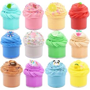 Butter Slime Kit for Girls 12 Pack with Scent, Great Color and Texture Experience, Birthday, Party Favors, Easter Basket Stuffers, Stress Relief Toy for Boys Girls