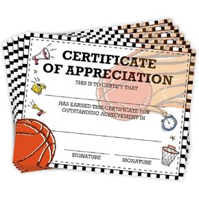 25PCS Basketball Award Certificate Basketball Certificate of Appreciation for Coach Player End of Season Basketball Team Sport Ceremony Achievement Awards Certificates, 8 x 10