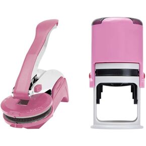 Georgia Notary Seal Embosser Bundle with Round Self Inking Stamp | (Pink, 2-Items)