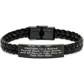 Payroll Clerk Funny Quote Gift Idea: Interlaced Leather Retirement Jewelry for Payroll Professionals on Christmas