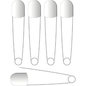 5 Inch Large Safety Pins,5 Pcs Extra Large Safety Pins Heavy Duty Stainless Steel Strong Jumbo Safety Pin for Blankets,Laundry,Crafts Decorations,Key Rings,Outdoor(Silvery)