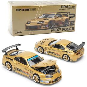1:64 Diecast Model Car Compatible with Toyota Supra GT300 Top Secret Gold Metallic Limited Edition by Pop Race PR640229