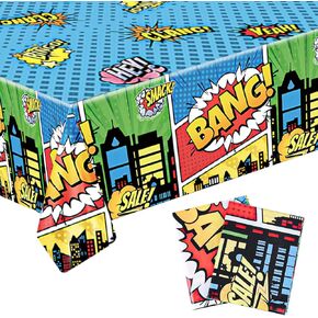 2pcs Hero Themed Birthday Tablecloth, Dessert Table Cloth Party Table Decorations Hero Table Cloth Party Supplies Tablecloth for Birthday Party Men Women