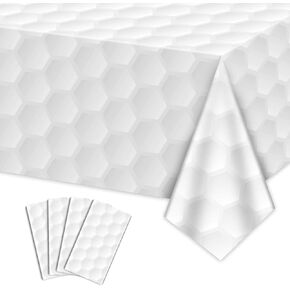 4Pcs Golf Tablecloths - Golf Party Table Covers White Golf Pattern Table Cloth for Kids Sports Golf Birthday Party Supplies,51 x 86 inch