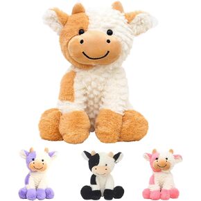 Adorable Plush Doll Fluffy Soft Cow Stuffed Animal Cuddly Sitting Calf Brown 9" Christmas Birthday Gift Plushies Cow Hug Pillow