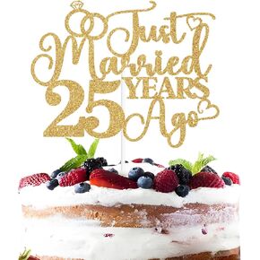 Just Married 50 Years Ago Cake Topper, 50th Anniversary Cake Decor, 50 Years & Loved, Happy 50th Wedding Anniversary Party Decorations