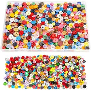 1000 PCS Assorted Mixed Color Resin Buttons Round Craft Assorted Sizes for Crafts Sewing DIY Manual Button Painting DIY Handmade Ornament Buttons, 2 Holes and 4 Holes ﻿ ﻿ ﻿