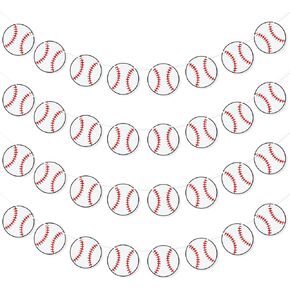 4 Pcs Baseball Banner Garlands,Baseball Themed Party Garland, Baseball Birthday Banners Baseball Party Decorations,Paper Garland Banner for Baseball Game Baseball Fan Party Supplies (Baseball Pennant)