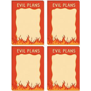 Evil Plans Funny Notepads - 4pcs Cute Sticky Notes Pads, Fun Humorous Note Memo Pads 7.1" x 5.1" for Coworkers Worker Students Teacher Appreciation Gift Office Supplies (50 Sheets Per)