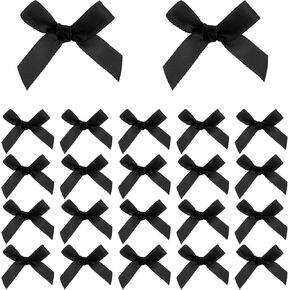 100 PCS Mini Bows for Crafts, Small Black Bows, Cute Ribbon Bow for Bakery, Gift Wrapping, Wedding, Party Favors, Sewing Decoration