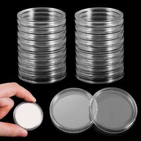 30 Pieces Clear Plastic Coin Capsules, 44mm Coin Holder, Plastic Silver Coins Storage, Coins Case for Collectors Round