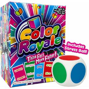 Color Royale - The Fast-Paced Game That Will Break Your Brain! - Fun Fast-Paced Family Party Card Game with Included Stress Ball Dice - Multiple Games Included in One - 4+ Ages