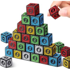 Poen 50 Pcs 6 Sided Standard Opaque Colored Dices 16mm Number Dice Set for Table Game Math Teaching