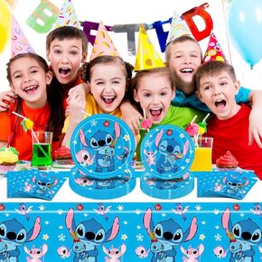 Stitch Party Supplies, 20 Plates, 20 Napkins and 1 Tablecover for Stitch Birthday Party Decorations